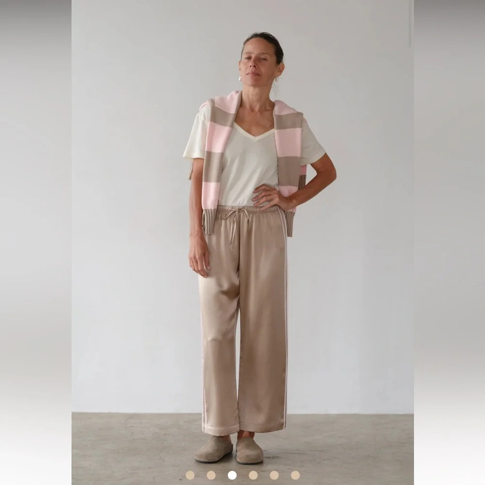 DONNI The Silk Stripe Crop Pant - Picture 1 of 5